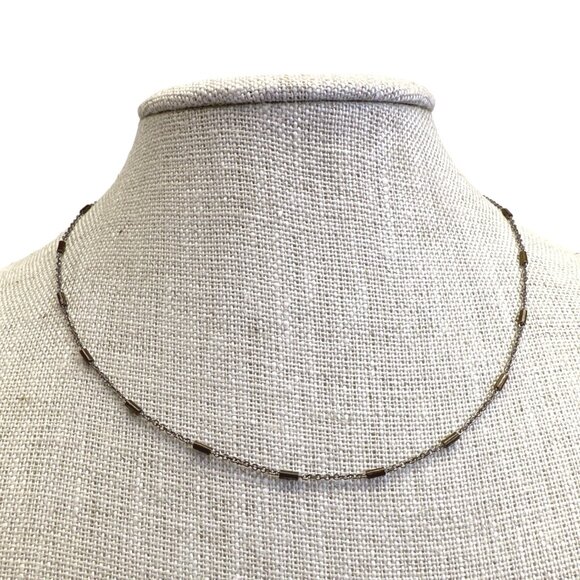 Women's Gold Tone Bar Link Chain Necklace Sz 16in - Picture 1 of 5